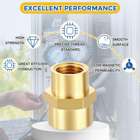 Three Pack Brass Pipe Fittings 3/8 Inch Female NPT To 1/4 Inch Female NPT Brass Coupling Hex Head Connector in use