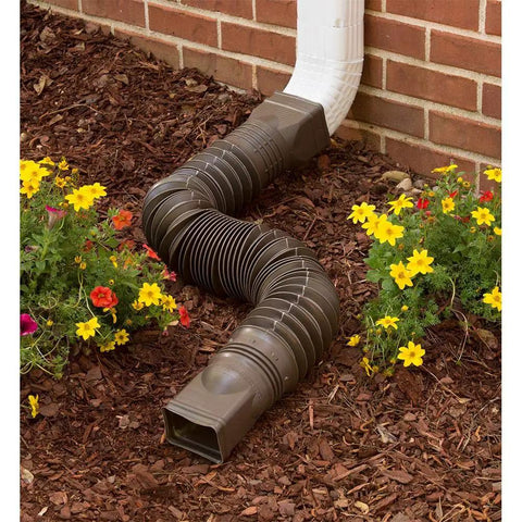 Two Pack Brown Flexible Downspout Extension Gutter Connector For Rainwater Drainage Fits Most 2x3 And 3x4 Downspouts Easy Bend