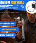 Strong Arm Extension Spring Crafted From Heavy Duty High Carbon Steel Measuring One Inch Outer Diameter By Twelve Inch Length Zero One Oh Five Wire Thickness showcased in a workshop.