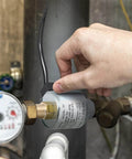 Hand adjusting 12V Solenoid Valve for LPG Propane 1/4 NPT Inlet Outlet 180 Degree Lock Off, installed on water pipe system