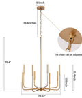 Dimensions of 8 Lights Farmhouse Chandelier Gold Rustic Industrial Candle Ceiling Light Fixture For Living Room Dining Room Kitchen Island Foyer And Bedroom Cozy Vibe