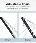 Adjustable chain for 12Ft Double Hammock With Stand For Two People Rope Or Padded Bed Detachable Pillow Portable Anti Tip Ropes Carry Bag Outdoor