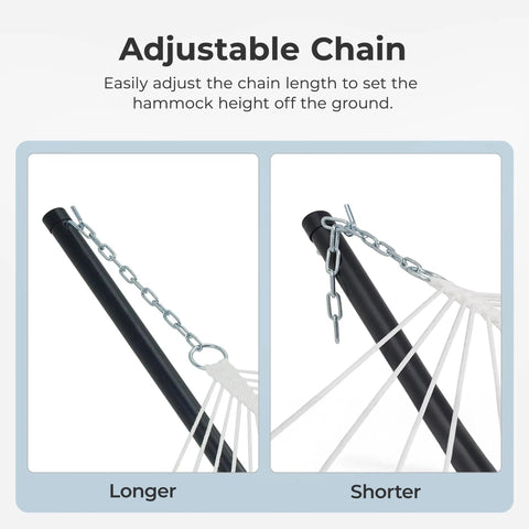 Adjustable chain for 12Ft Double Hammock With Stand For Two People Rope Or Padded Bed Detachable Pillow Portable Anti Tip Ropes Carry Bag Outdoor