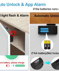 Hidden Cabinet Lock With NFC RFID Card And Bluetooth App for Kitchen Pantry Cupboard Doors auto unlock and app alarm display