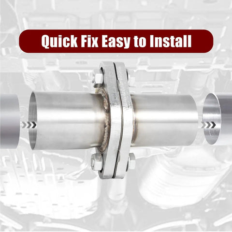 Top Shelf 2.25 Inch Exhaust Flange Pipe 2 Bolt Slotted Flange Stainless Steel Quick Fix Repair Kit connects sections securely.