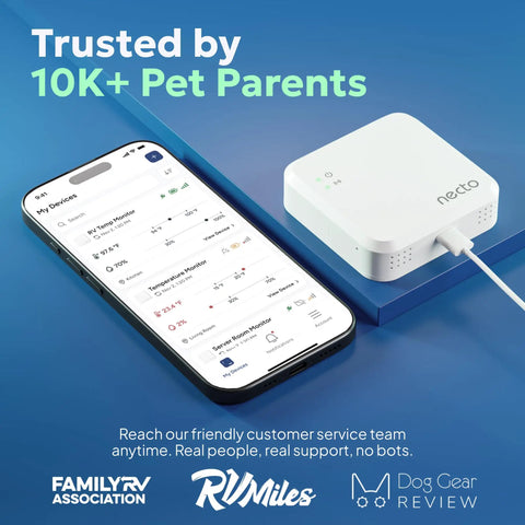 RV Pet Temperature Monitor With Cellular Coverage No WiFi Needed Remote Power Outage And Temp Sensor With App Alerts For Home Safety And Server Room Monitoring Includes 1 Year Subscription on phone and device