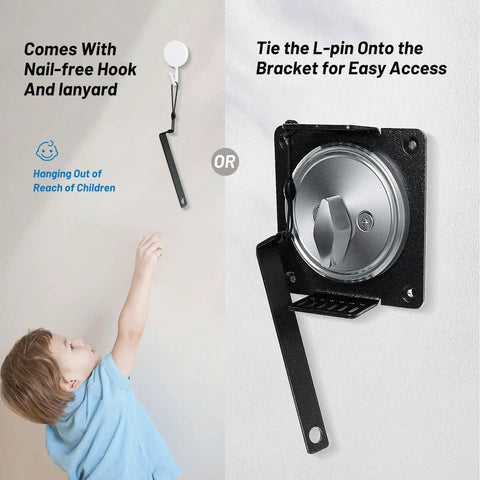 Deadbolt Lockout Device Block Thumb Turn Kid Safe, Child Proof Safety Cover on door with nail-free hook and lanyard