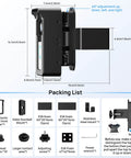 No Drill Doorbell Mount For Ring And Blink Cameras With Three Way Adjustment, black, dimensions and parts shown