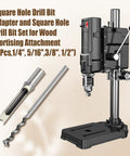 Square Hole Drill Bit And Mortiser Chisel Set For Drill Press supports standard 1/4, 5/16, 3/8, 1/2 inch bits with high-speed steel.