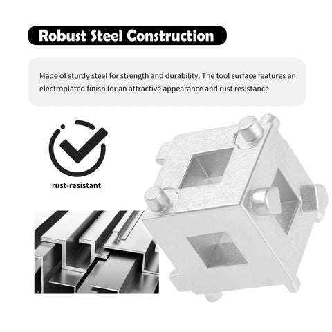 Tough Nails Cube Brake Caliper Compression Tool with 3/8 Inch Drive Socket, steel construction, rust-resistant, close-up view.