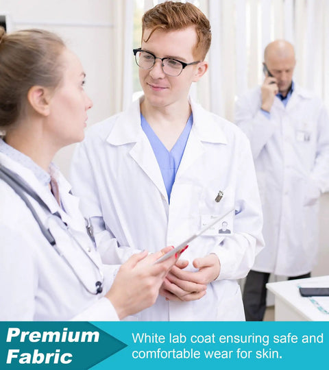 Unisex Lab Coat For Men And Women, White Long Sleeve Chemistry Coat For Scientists, Doctors, And Students, Pro Grade Comfort