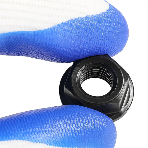 3/8 24 Torque Converter To Flex Plate Bolts For Automatic Transmissions Secure Locking Fasteners, black grade 8 lock nut in hand