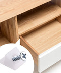 100 Pack Fixing Wedges For Sagging Drawers, 90 Degree Plastic Angle Brackets With Screws shown in open drawer, white and silver