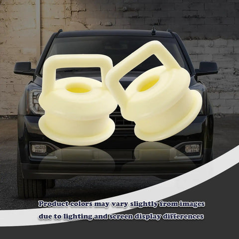 Two Piece Shifter Bushing Kit OEM 14092 for Transmission Shift Cable Replacement shown in front of truck grille