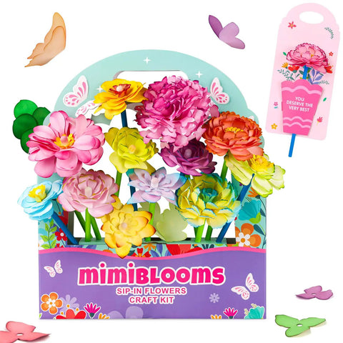 Paper Flowers Science Kit For Kids Ages 6 To 11 With Petals, Stems, Dye Tablets, Droppers, And Easy Instructions For Color Mixing And Capillary Action Learn Hands On STEM Fun, paper flower kit box