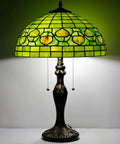 Tiffany Style Stained Glass Table Lamp 16 Inch Shade, 24 Inch Tall With Antique Bronze Base, UL Listed Reading Light, Pull Chain