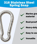 Outmate 316 stainless steel carabiner, 2.76 in, close-up view, heavy-duty