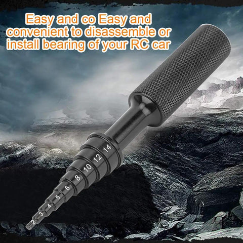 Badass RC Bearing Removal Tool 2 To 14 Millimeter Aluminum Alloy Steering Hub Carrier Disassembly Kit Non Slip Grip Extractor For Remote Control Cars Black
