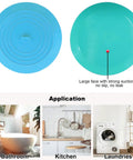 Slick Silicone Tub Stopper Two Pack, 5 Inch Flat Suction Bath Plug With Heavy Grip, Catches Every Stray Hair And Stops Water Drips No Leak Nonsense For Bathtubs And Sinks, Blue And Green Kit on display.