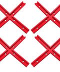 4 Pack T Track Intersection Kit Red For Woodworking, Universal Aluminum T Tracks and Tool Accessories, displayed in crosses