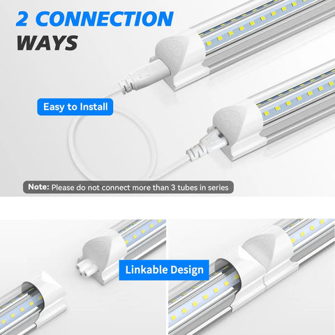 8 Foot LED Shop Light 100W 15000 Lumens 6500K Daylight White 12 Pack Linkable V Shape Tube Light for Garage Warehouse Basement Plug and Play Ultra Bright Energy Saving Commercial Lighting ETL