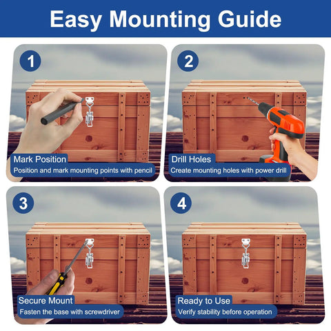 Mounting guide for Heavy Duty Toggle Clamp Kit with 304 stainless steel and adjustable locking mechanism on wooden case.