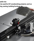 Heavy Duty Aluminum Miter Gauge For Table Saw positioned on a table saw for precise woodworking and alignment measurements.