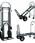 Three In One Industrial Convertible Hand Truck Dolly With 1000 Lb Capacity, heavy duty steel, multiple wheel modes displayed