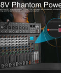 8 Channel Bluetooth Audio Mixer For Live Streams And Karaoke Professional DJ Style Mixer Board With 48V Phantom Power USB Audio Interface