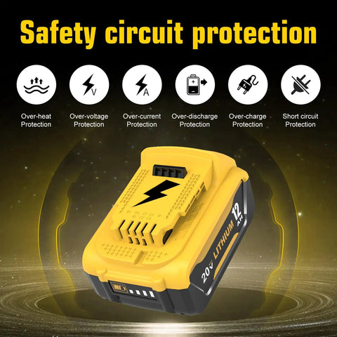 Two Pack 3600mAh 20V NiMH Battery And DC9310 Charger Kit For Dewalt 20V Tools safety circuit protection features
