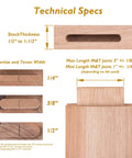 Technical specifications for mortise and tenon joints, 1/2 to 1-1/2 inch stock thickness, various joint widths, RTA009 Jig.