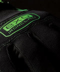 Exo Grip Work Gloves for Men Black and Green Non Slip Silicone Fused Palm Sweat Wipe Terry Cloth Durable Heavy Duty Hand Protection In Size Large Pack Of 1 close-up