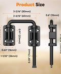 Beefy 2.36 Inch Stainless Steel U-Bolt Sliding Door Lock Set Black 4 Pack dimensions in inches and millimeters