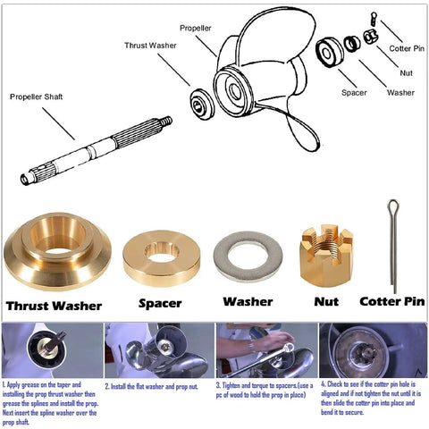 Pro-Grade Flo-Torq II Hub Kit 835274Q1 for Yamaha Outboard 75-300 HP and VMAX SHO Stern Drives 15 Spline Includes Drive Sleeve, Forward Thrust Washer, and Replacement Kit for Quick Prop Hub Fix
