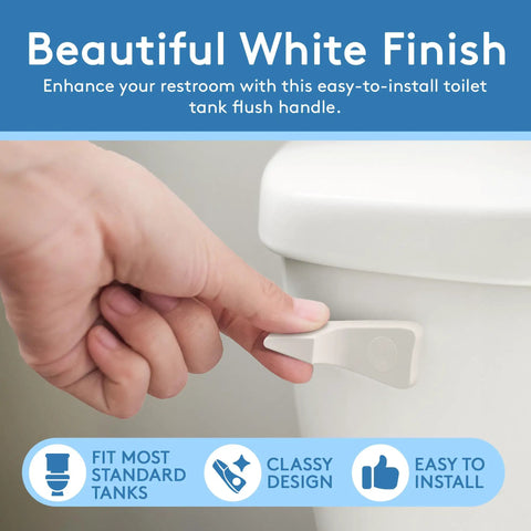 Hand installing Toilet Handle Replacement With Front Mount Flush Lever In White, Durable, Easy Install, Sleek Elegant Design