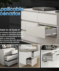 Beefy Full Extension Drawer Slides 100 Lb Load Side Mount Ball Bearing Rails For Cabinets displayed in various furniture setups