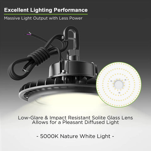 Beast Bright 200W High Bay LED Light For Warehouses Gyms And Factories IP65 Wet Location with cable and illuminated lens