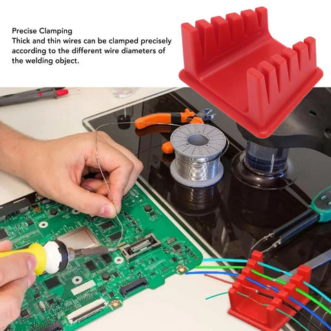 Versatile 5 Slot Soldering Wire Holder With Magnetic Base And Thickened Plastic Design Fits 30AWG To 12AWG for precise clamping.