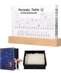 Acrylic Periodic Table With 83 Real Elements Inside, Large 8.2-Inch By 5.5-Inch Display on wooden stand with gift box