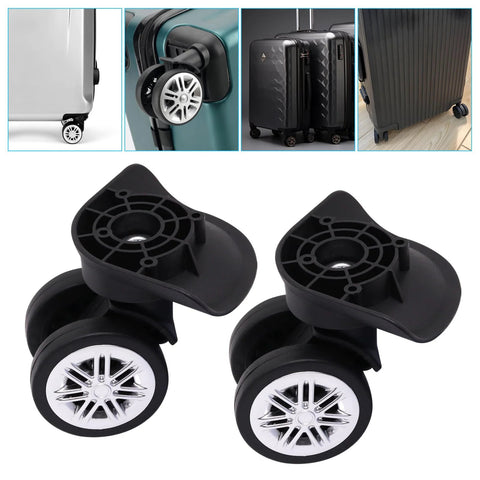 Luggage Wheels Replacement Kit For Suitcase 360 Degree Quiet Swivel Wheels With Screws 2 Pack Double Row Spinner Wheel Set Black