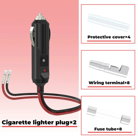 Straight Up 12V Cigarette Lighter Plug With 16 Awg Pure Copper Wire And One Foot Cord Featuring Built In 15A Fuse Protection for reliable power delivery.