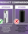 Product comparison between upgraded run capacitor and inferior quality alternative. Run Capacitor 60 Plus 5 MFD 370VAC Swap In Coleman RV Air Conditioner Motors And Home Appliances Like Dehumidifiers Washers And Dishwashers Replacement Compatible With OEM 14995761 1499 5761