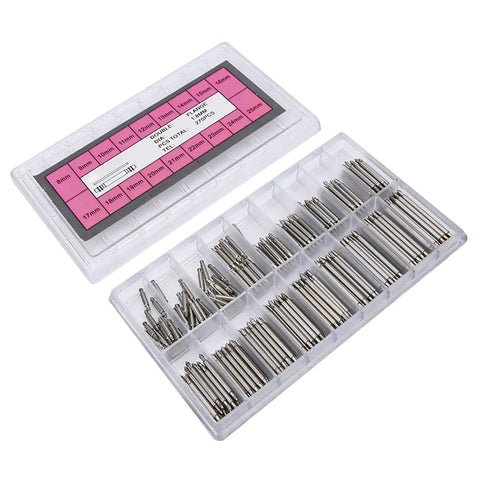Pro Grade Gear 270 Pcs Watch Band Spring Pin Kit 0.8mm Stainless Steel Pins in Case for Strap Sizes 8mm to 25mm