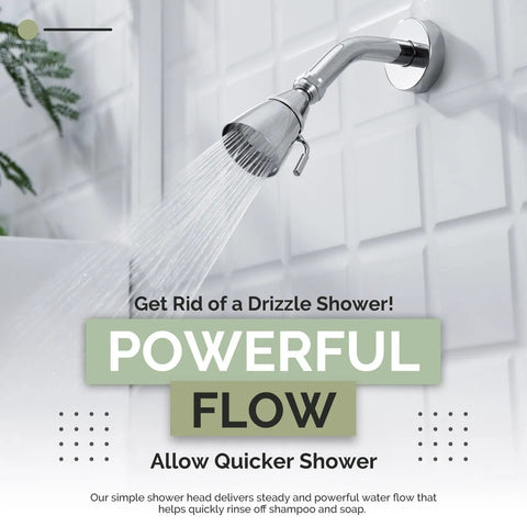 High Flow Shower Head With Brass Swivel Joint And Adjustable Sprayer Chrome Finish G One Half Inch Thread Easy Install