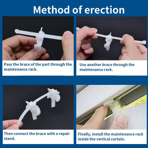 No Sweat Vertical Blinds Repair Kit Featuring Twelve Top Notch White Plastic Carrier Brackets installation method step-by-step