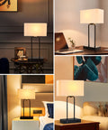 Collage of Two Pack Bedside Table Lamps with USB Ports and AC Outlet, 20 Inch Touch Control, 3 Way Dimmable, in different room settings