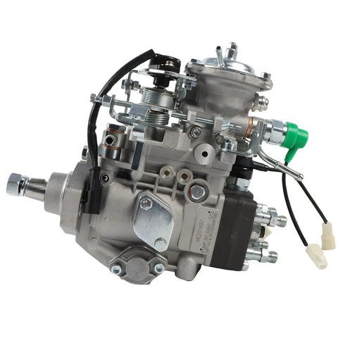 Upgraded Built Tough Direct Fuel Injection Pump For Mitsubishi Pajero Mk2 4M40 2.8L Diesel Engine showing side view with fittings.