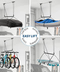 Heavy Duty Garage Ceiling Pulley System For Cargo Boxes And Large Storage Bins Overhead Hoist With 200 Lb Capacity Elevates