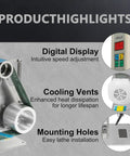 Rugged 750W Bench Belt Sander With Brushless Motor Variable Speed Control Up To 5000 Rpm showcasing digital display and cooling vents.