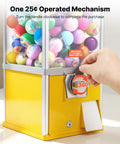 Candy Dispenser With 21 Inch Transparent Globe Holds 180 Balls, 25 Cent Coin Op For Malls And Parks, hand turning mechanism